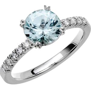 Anillo de Compromiso de Lujo con Topacio Azul Tallado de Shama Gems Jewels, Plata de Ley con Baño de Oro Blanco y Engaste de Garras - Product Image 3