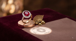 แหวนเงินแท้ 925 Maison Du Rubis สำหรับผู้หญิง ประดับทับทิมทรงรีสีโรสโกลด์ พร้อมเพชรรอบวงและเพชรด้านข้าง เครื่องประดับหมั้นสุดหรู - Product Image 2