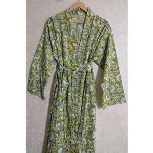 เสื้อคลุมกิโมโนผ้าฝ้ายลายดอกไม้สำหรับผู้หญิง, เสื้อคลุมอาบน้ำพิมพ์ลายโบฮีเมียน, เสื้อคลุมอาบน้ำเนื้อนุ่ม, ชุดคลุมชายหาด, ชุดนอนเจ้าสาว - Product Image 4