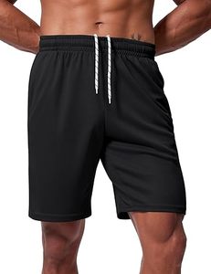 Shorts Bermuda noirs à séchage rapide pour hommes, avec cordon de serrage à la taille et poches latérales, vêtements de sport décontractés - Product Image 3