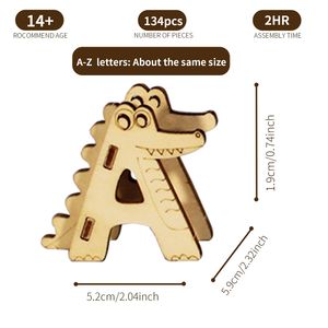 Kit Puzzle Alfabeto 3D in Legno Fatto a Mano (A-Z) per Bambini - Regalo Artigianale Unico Fai-da-Te - Product Image 2
