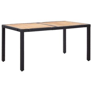Juego de Comedor de Madera de Acacia Sólida con Ratán PE Negro y Acero con Recubrimiento en Polvo, Conjuntos para Jardín - Product Image 3