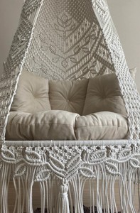 Fauteuil suspendu en macramé, type lit orthopédique, chaise suspendue, hängesessel, chaise balançoire, chaise suspendue en macramé - Product Image 2