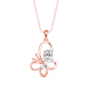 Colgante de plata S925 con diseño de mariposa, ovalado y redondo, con diamante moissanita para mujer - Product Image 6