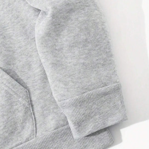 Sudadera con Capucha Gris para Hombre, Corte Holgado, Manga Regular, Color Sólido, con Bolsillo, Estilo Casual, 100% Algodón Felpa, Ecológica, 300g - Product Image 4