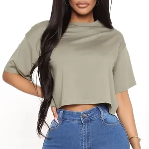 Latest Design Solid Blank Plain <b>Crop</b> <b>Top</b> Custom Women T Shirts / New Fashionable Ladies <b>Crop</b> <b>Top</b> Women's T Shirts for Sale - Product Image 1