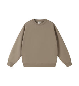 Unisex Crew Neck Sweatshirt Solid White <b>100</b>% Cotton Knitted Oversized Casual Pullover Autumn Regular Fit - Product Image 4