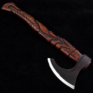 Bearded Survival Outdoor Axe with Wooden Solid material Top Quality Custom Handmade Carbon Steel Axe - Product Image 1