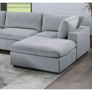Dark Gray 8pc Modular Sectional <b>Set</b> Corduroy Upholstery Living Room Couch with 3x Corner <b>Wedges</b> 3x Armless Chairs 2x Ottomans F - Product Image 6