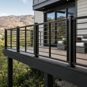 Barandilla Moderna de Metal Negro para Terraza, Barandal Horizontal para Balcón Exterior, Valla de Seguridad para Patio, Porche y Terraza, Kit de Paneles - Product Image 5