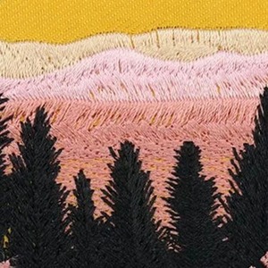 Circular Embroidered <b>Patch</b> Desert Landscape Sun Mountains Iron-On Fabric <b>Applique</b> Gift - Product Image 4