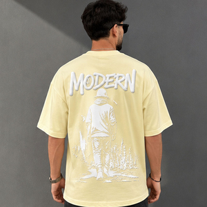 Nouveaux t-shirts personnalisés pour hommes avec impression en relief, 100 % coton, impression en relief sur coton 300 g/m², t-shirts pour hommes - Product Image 2