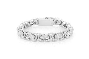 Luxury 24K <b>Solid</b> <b>Gold</b> Diamond Chain Bracelet Round Brilliant Cut Pave Setting Geometric Style Men's Everyday Wear - Product Image 2