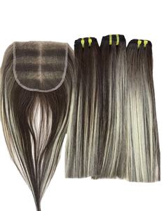 Paquets de cheveux humains vierges et frontaux transparents HD Piano coloré 12/60 avec fermeture à lacet vendeur de cheveux bruts - Product Image 1