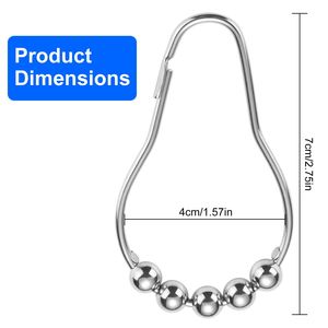 12 Set di Ganci per Tenda Doccia in Acciaio Inossidabile Antiruggine, Scorrevoli per Aste Doccia, per Bagno e Vasca, Prodotto di Qualità - Product Image 6