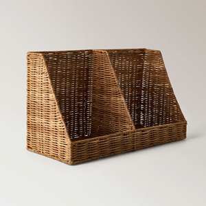 Handwoven Rattan Magazine <b>Holder</b> Wicker File Organizer Basket Desktop <b>Document</b> Storage Rack Home Kid Storage Decor - Product Image 5