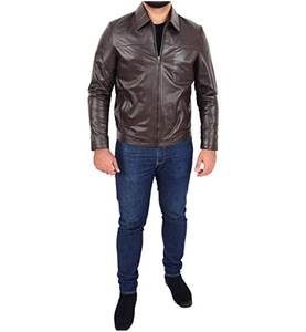 2026 Latest High Street Style Men's Cow Skin Leather Jacket Winter Solid Breathable <b>Sherpa</b> <b>Lined</b> Fur Trimmed Popular Simple - Product Image 2