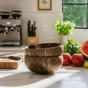 Bols et cuillères en coque de noix de coco d'origine vietnamienne, écologiques, naturels et durables, pour servir le riz, les nouilles, la soupe, la vaisselle - Product Image 6