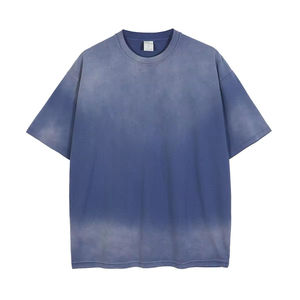 T-shirt de qualité supérieure 100 % coton, effet délavé, col rond, coupe oversize, épaules tombantes, tissu épais, coupe ample, OEM - Product Image 3