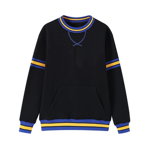 Customized Sigma <b>Black</b> University Crewneck <b>Sweatshirt</b> Gold &Blue Stripe Unisex Plaid Knitted Fraternity Sorority Wholesale Order - Product Image 3