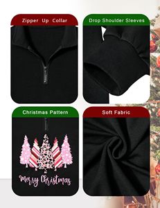 Fashion Women Quarter <b>Zipper</b> <b>Sweatshirt</b> Soft Cotton Fleece Half Zip Pullover Drop Shoulder Oversized Custom Apparel Winter Wear - Product Image 6