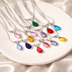 Collar con Colgante de Cuarzo Lavanda Natural en Forma de Lágrima, Plata de Ley 925, Joyería Minimalista con Piedras Preciosas de Moissanita para Mujer, Venta al por Mayor - Product Image 6