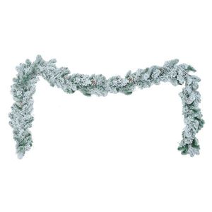 6FT Pre-Lit Snow Flocked Christmas Tree with Wreath and Garland Colorful LED <b>Lights</b> Artificial <b>Hinged</b> Xmas Tree Set - Product Image 1