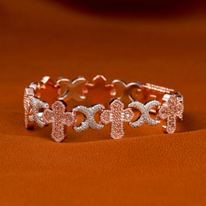 Classic 925 Silver Hip Hop Rose Gold Plated Chain Link <b>Bracelet</b> Green <b>Red</b> Inlay Moissanite Stones GRA Certified Unisex - Product Image 4