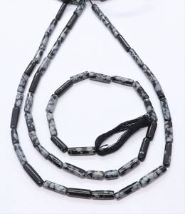 Perles en obsidienne noire naturelle AAA, forme de tuyau lisse, 5x14MM, perles carrées en pierre précieuse, 13 pouces, perles en obsidienne noire pour bijoux - Product Image 5