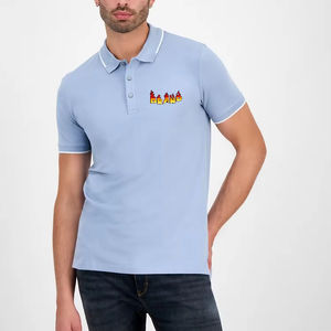 T-shirt de golf pour homme en coton 100% respirant, à col côtelé personnalisé, manches courtes, uni, impression par transfert thermique, OEM ODM - Product Image 3