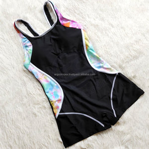 Professional Women's 1-Piece Bikini <b>Swimsuit</b> Front Logo Black <b>Skirt</b> Bottom Crystal Decoration Quick Dry Spandex/Polyester Dried - Product Image 5