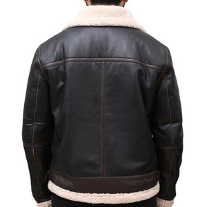 Wholesale Outdoor Men Shearling Leather <b>Jacket</b> Turn Down Collar Secure Closure Daily Wear Custom Design Shearling Leather <b>Jacket</b> - Product Image 2