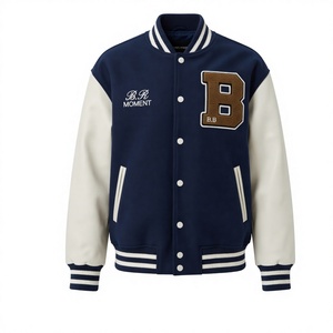 Custom <b>Brown</b> Letterman <b>Jacket</b> with Green Chenille B Patch & B.R INDUSTRY Embroidery | Premium Wool <b>Leather</b> Sleeve Varsity <b>Jacket</b> - Product Image 5