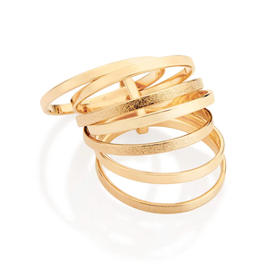 Geometric 10K Real Gold <b>Ring</b> <b>Set</b> Modern Stackable Bands For Women's Fashion Jewelry Daily Wear Jewelry - Product Image 1