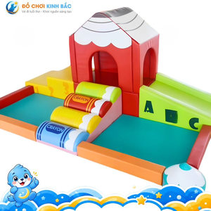 Ensemble de jeux d'intérieur amusant pour enfants avec toboggan et maisonnette d'escalade, en matériau PP, design coloré, pour écoles et maternelles - Product Image 1