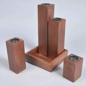 Porte-bougie en bois BY MULTI CRAFT avec plateau en bois pour décorations de Noël, porte-bougie en bois de manguier de haute qualité - Product Image 2