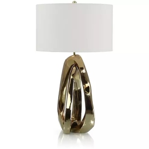 Modern Luxury Gold Oval <b>Table</b> Lamp Nordic <b>LED</b> <b>Bedside</b> Light with Fabric Shade for Hotel Bedroom Living Room Home Decor - Product Image 1