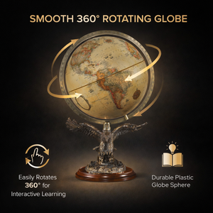 Globo Terráqueo Ejecutivo de Escritorio en Aluminio y Plástico con Mapa Mundial Detallado |   Globo Terráqueo Educativo para Escritorio de Oficina, Mesa de Estudio y Decoración del Hogar - Product Image 6