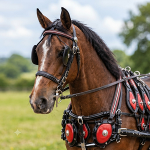 Ensemble de harnais de conduite pour chevaux |   Harnais de charrette en cuir réglable avec robustes attaches métalliques pour l'équitation - Product Image 3