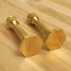 Vintage Solid <b>Brass</b> Small Candle Holder Pair Hexagon Base Decorative <b>Brass</b> <b>Candlestick</b> Stands Compact Taper Candle Holders - Product Image 2