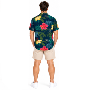 Chemise de vacances pour homme, imprimée sur mesure, en polyester léger, vêtement de voyage tendance à boutons - Product Image 5