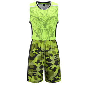 Uniforme de Baloncesto Sublimado Personalizado, Estampado de Camuflaje Verde, Unisex, Secado Rápido, Conjunto de Camiseta sin Mangas y Pantalones Cortos, para Todas las Temporadas - Product Image 2