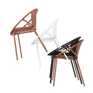 7-Piece Modern Expandable Dining Set for Outdoor Orange & Teak <b>Stackable</b> <b>Chair</b> <b>Garden</b> Furniture Collection - Product Image 3
