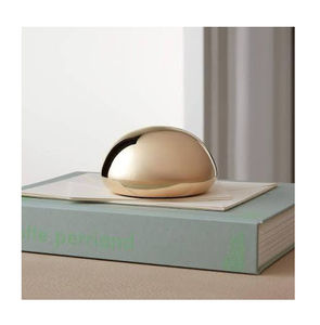 Minimalist Oval Gold Plated Brass <b>Paperweight</b> Multipurpose Desk Accessory Lighted Design Style - Product Image 1