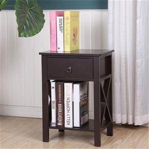 Modern FCH Brown Nightstand with 1 Drawer and <b>Storage</b> Shelf Elegant End <b>Table</b> for Bedroom <b>Side</b> <b>Tables</b> - Product Image 2