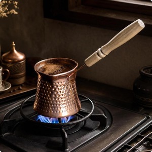 Traditional <b>Turkish</b> Coffee <b>Pot</b> With Wooden Grip Ornamental Cezve - Product Image 2
