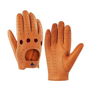 Gants de conduite en cuir perforé respirants unisexes pour la course automobile avec sangle de poignet réglable pour les sports de plein air - Product Image 6