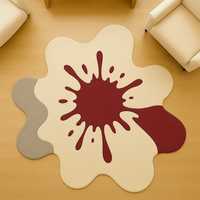 Tapis en laine bio blanc et rouge sur mesure, motif abstrait moderne unique, design artistique, tapis de sol fait main personnalisable