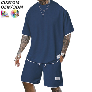 Conjunto de Camiseta y Pantalones Cortos de Algodón Sólido Transpirable para Hombre, Ropa Urbana Ligera de Verano, con Logotipo Personalizado Serigrafiado, OEM ODM - Product Image 3