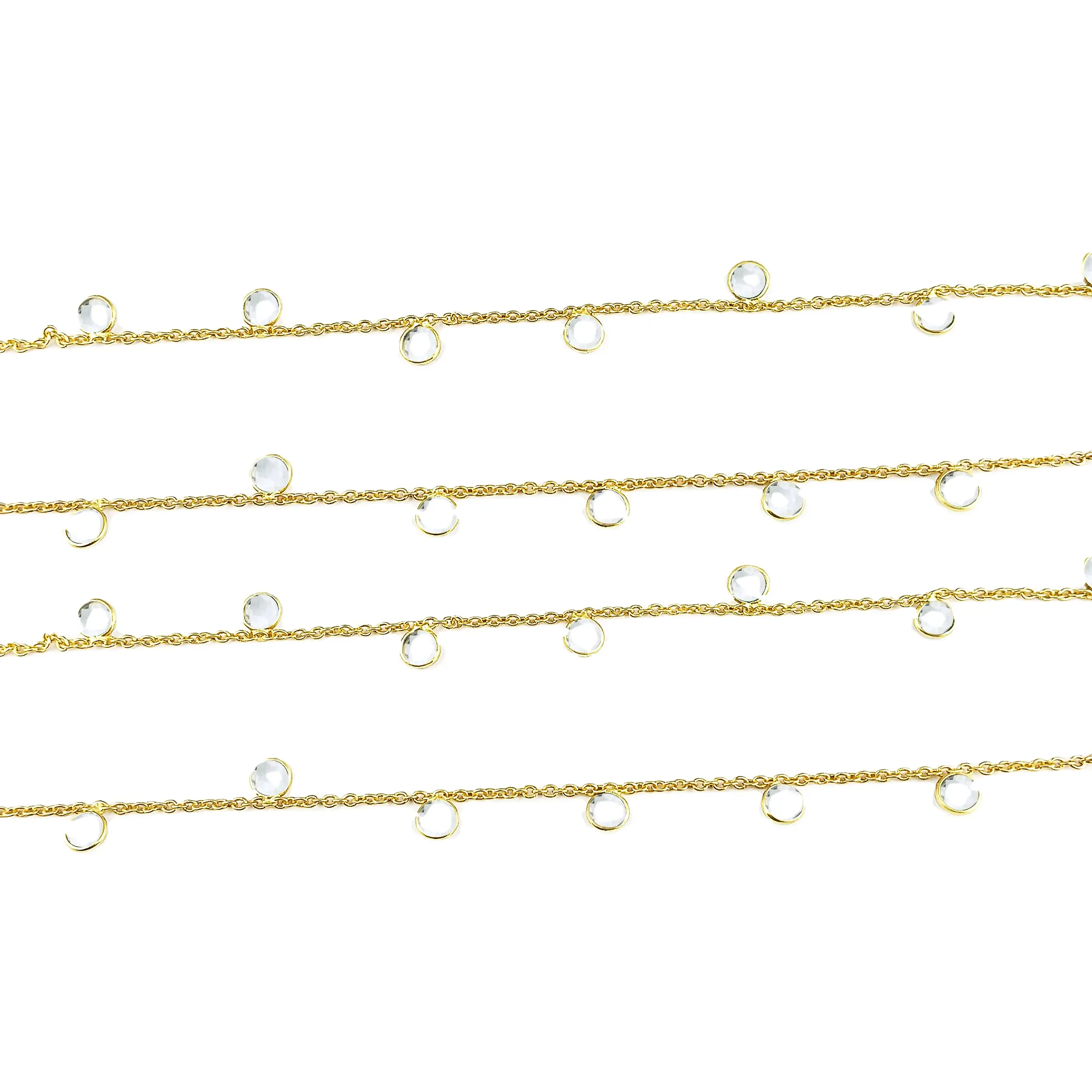Pha Lê Quartz Mặt 4Mm Vòng Đá Quý Fancy Bezel Chuỗi Trang Sức Làm Thành Phần, Necklace/Bracelet Làm Chuỗi